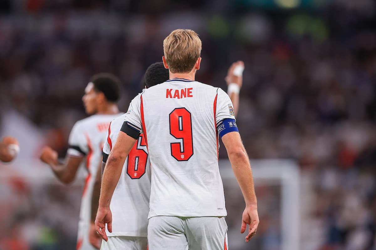 GOAL CELEBRATION  England Forward Harry Kane (9) makes it 2-1 during the UEFA Nations League match between England and Spain at Wembley Stadium, London, UK on 26 September 2026.