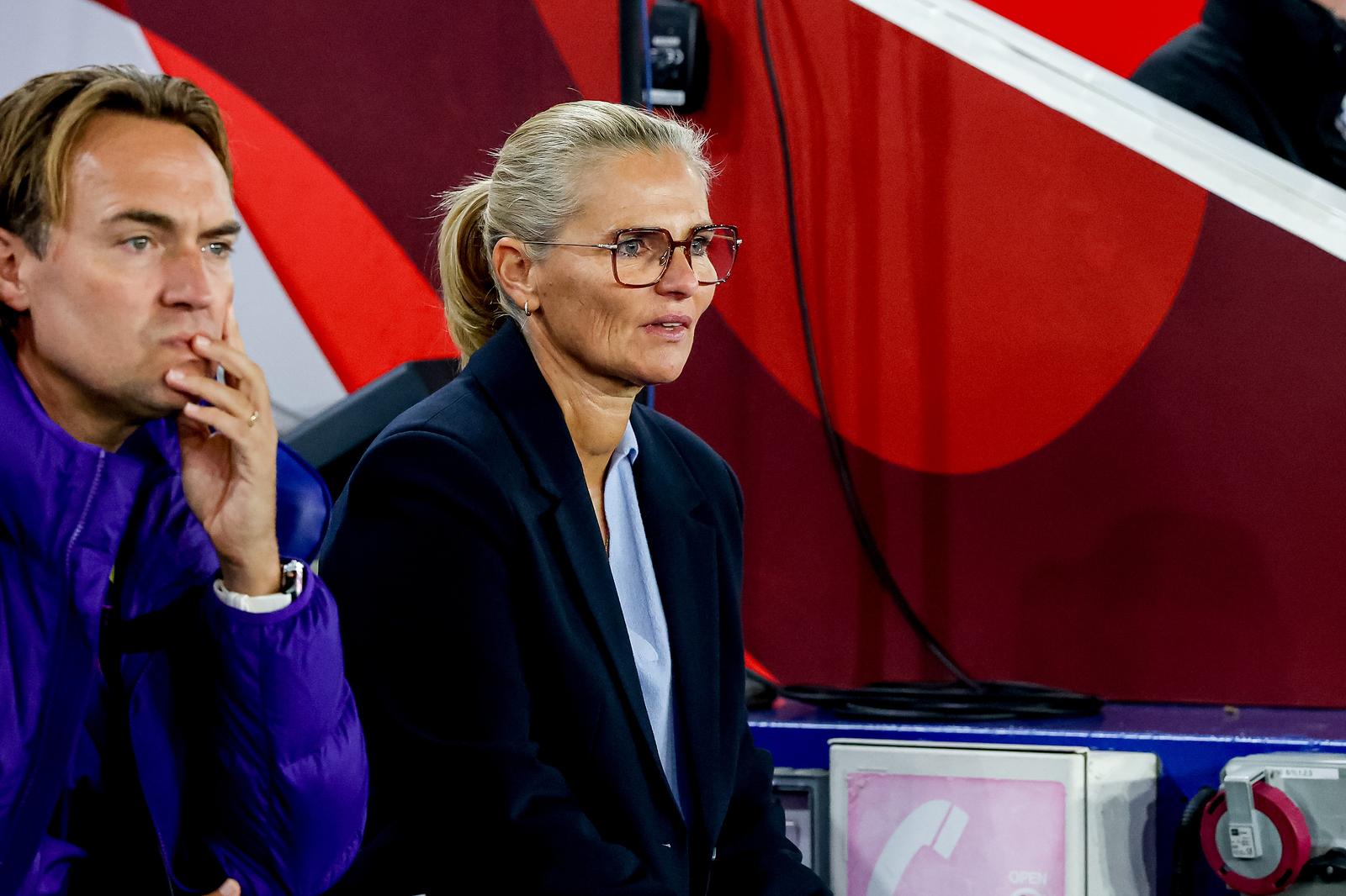 England Women Head coach Sarina Wiegman before the FIFA Women's World UEFA Cup match between England Women and Greece Women at the King Power Stadium, Leicester, UK on 13 October 2026..