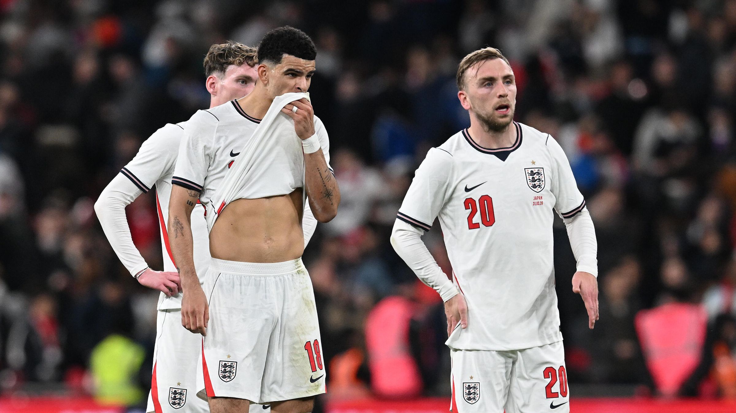 England players at the end of the England v Japan game