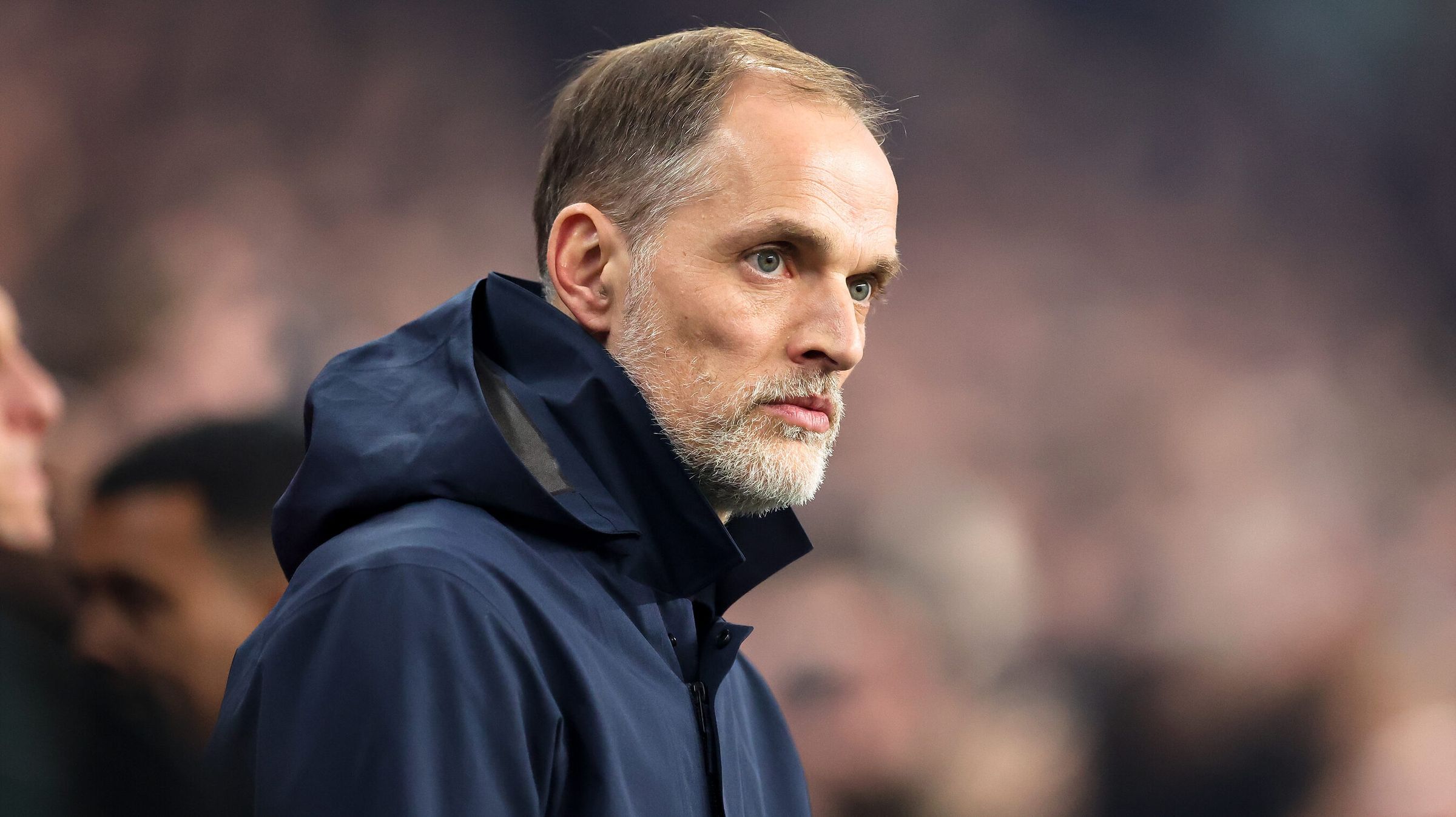 Thomas Tuchel watches on