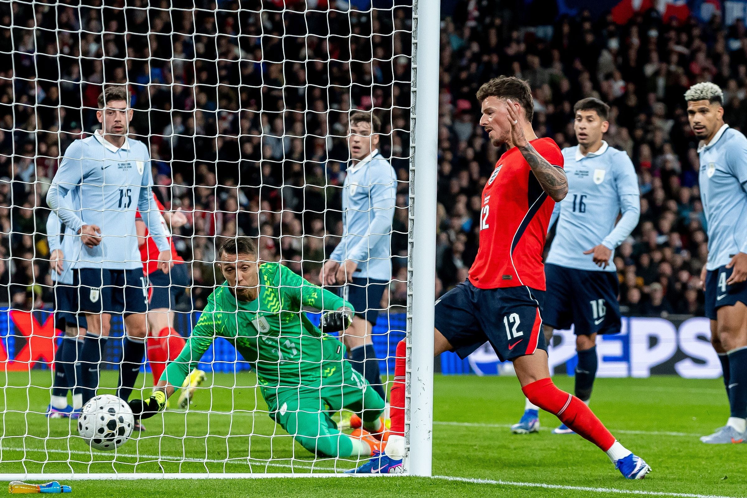 Ben White scores against Uruguay